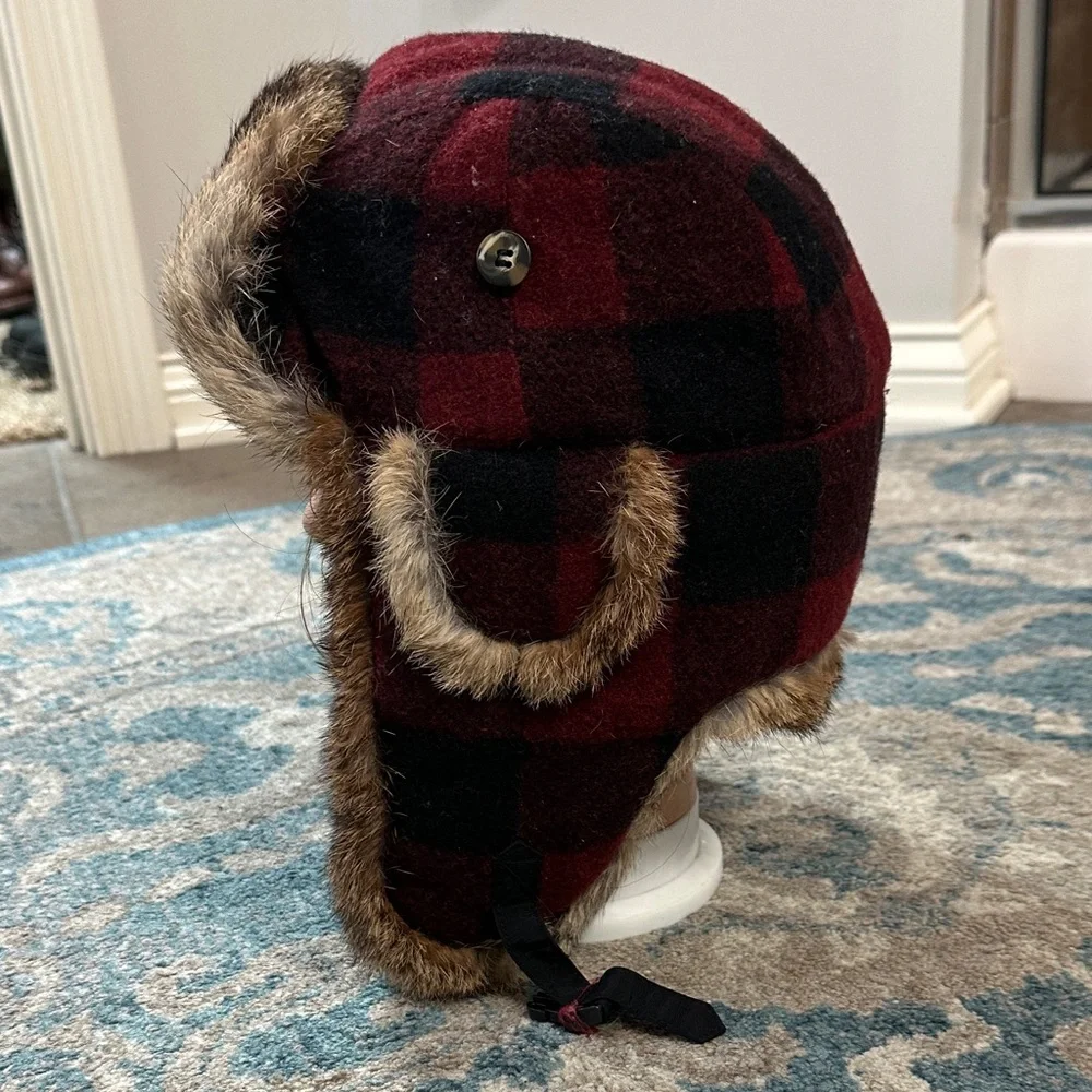 Woolrich Brown and Red Fur Trapper Hat - Picture 2 of 5